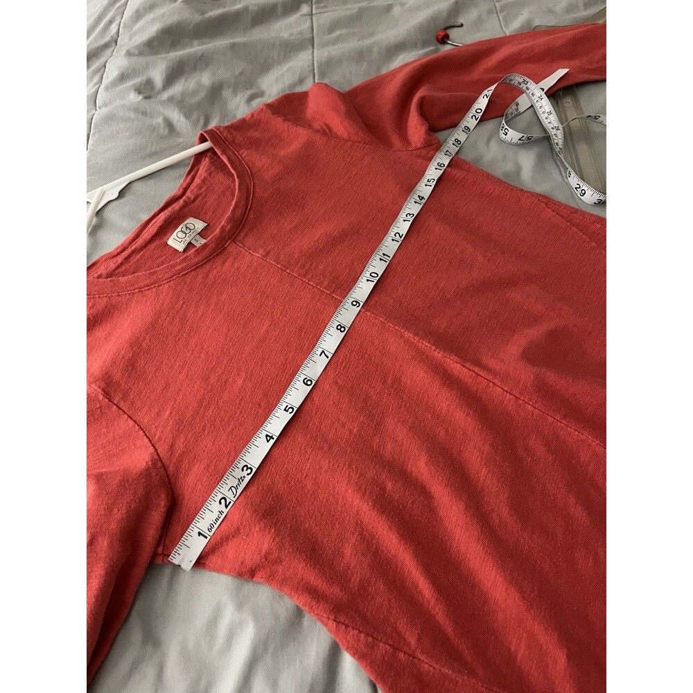 Logo Lori Rust Orange S Asymmetrical Hem Tunic Top - Long Sleeve with Pockets" - Picture 6 of 13
